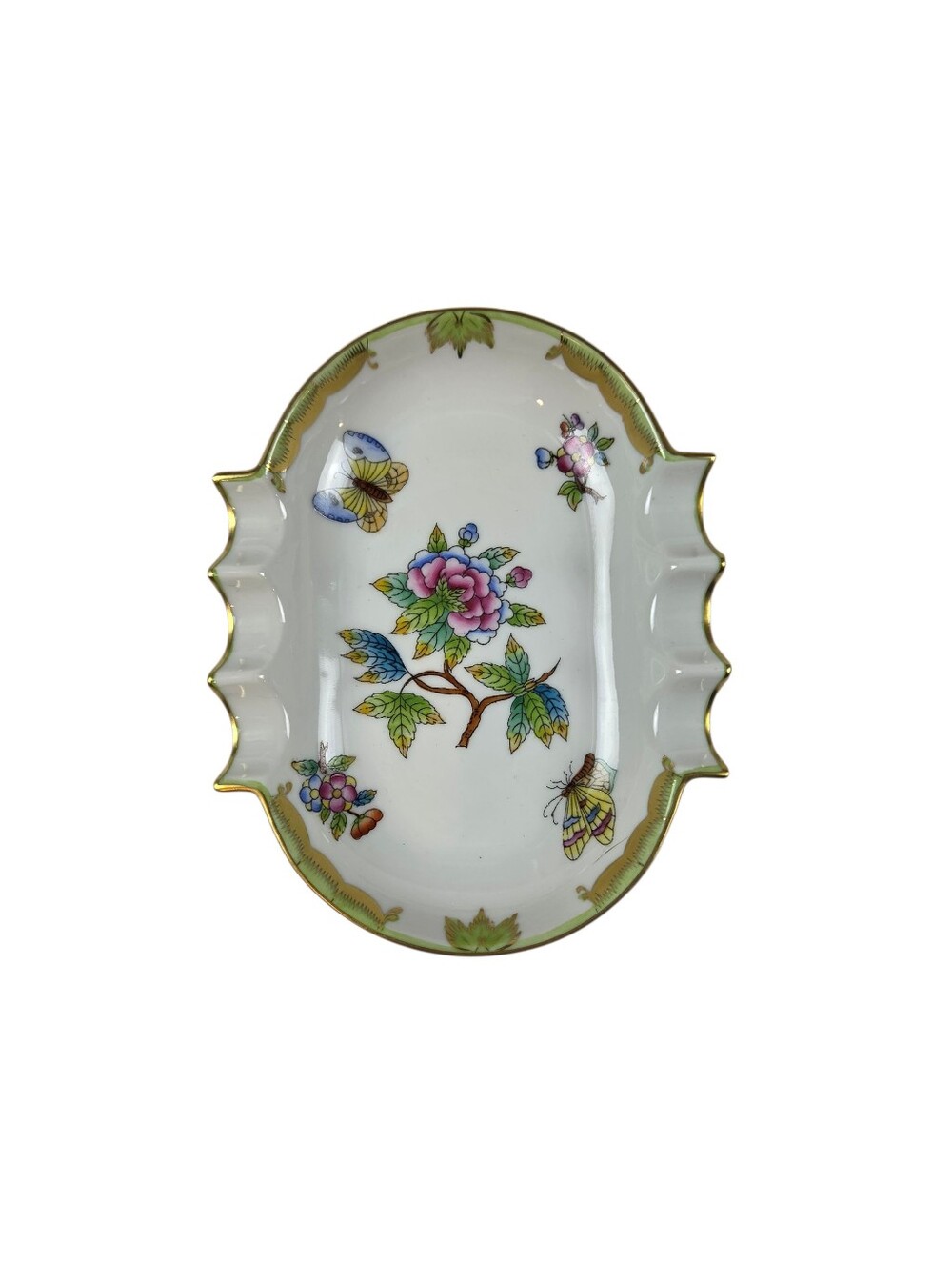 Herend Queen Victoria Handpainted Porcelain Triple Ashtray